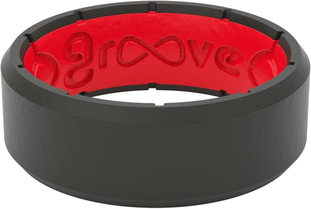 Groove Life Edge Silicone Ring - Breathable Rubber Wedding Rings for Men, Unique Design, Comfort Fit Ring
