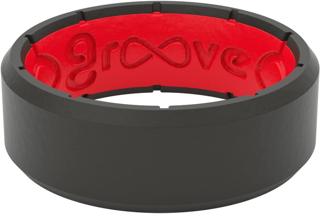 Groove Life Edge Silicone Ring - Breathable Rubber Wedding Rings for Men, Unique Design, Comfort Fit Ring