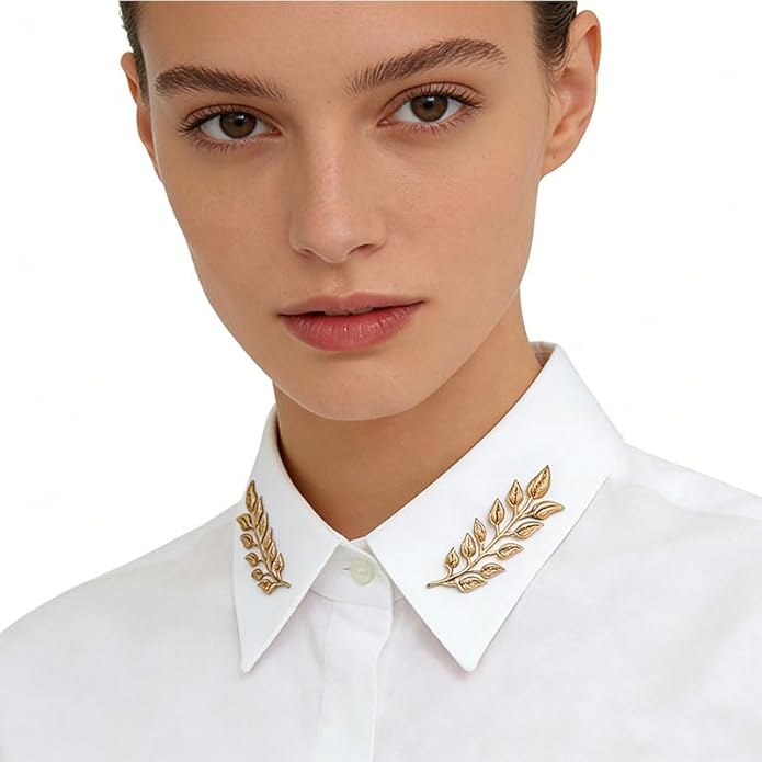 5 Pairs Retro Hollow Pattern Shirt Collar Brooches For Women And Men Gold Plated Triangle & Simple Elegant Double Leaf Collar Pin Brooches Gold Silver Plant Brooch Jewelry