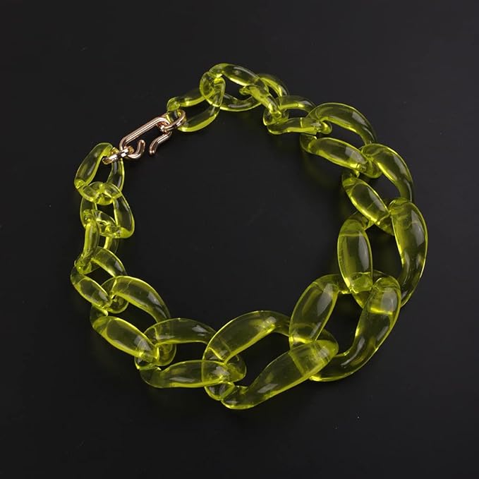 Wiwpar Acrylic Choker Necklace Statement Chunky Fashion Acrylic Necklace Colorful for Women (Yellow)