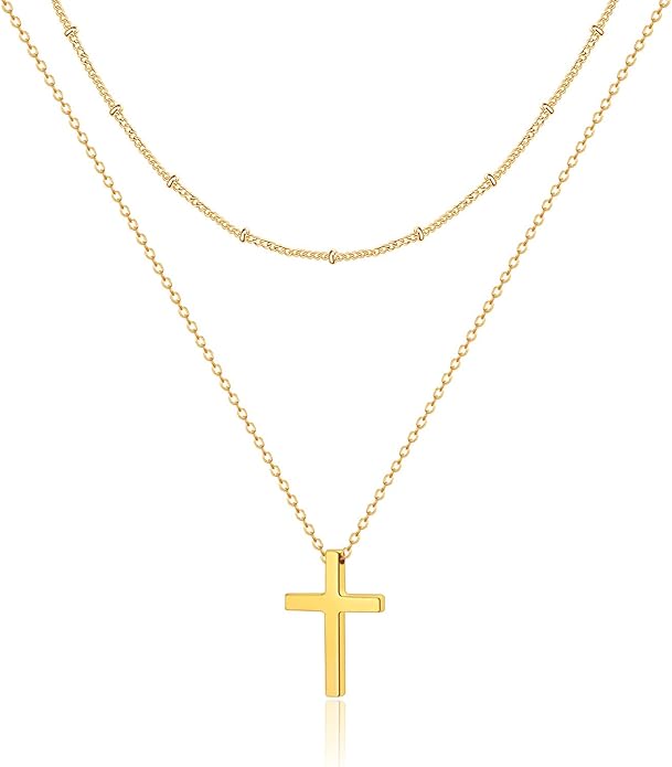 Luxval Lariat Gold Necklace for Women, Dainty Long Necklace 14k Gold Plated/Silver Y-Shaped Pendant Necklaces Trendy Beaded Chain Drop Necklaces Jewelry for Women Gifts