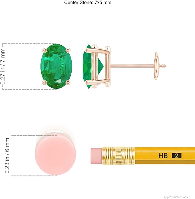 ANGARA Natural Emerald Earrings for Women | Oval Shape Emerald Classic Earrings in 14K Solid Gold/Platinum | May Birthday, Anniversary, Gemstone Jewellery Gift