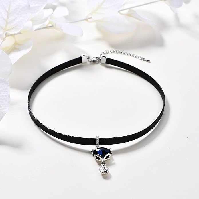 Yonhon Black Choker Necklace for Women,Gold/Siver Tone Choker Necklace with Elegant Pendantant