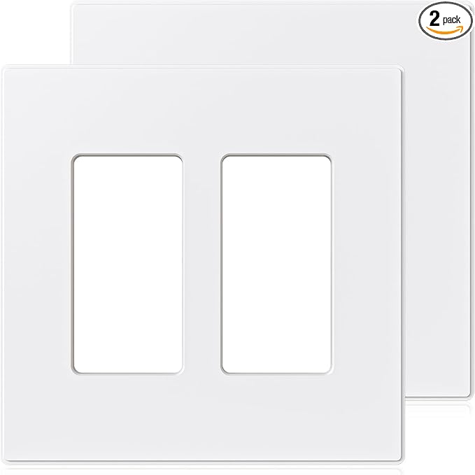 ELEGRP 2-Gang Screwless Decorative Wall Plates, Mid-Size 4.88" height x 4.94" by ELEGRP%7CELEGROUP