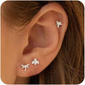 VRIUA 20G Tiny Flat Back Earrings for Women - 14K Gold/Silver Plated Small Flat Back Stud Earrings Hypoallergenic Cartilage Helix Piercing Jewelry
