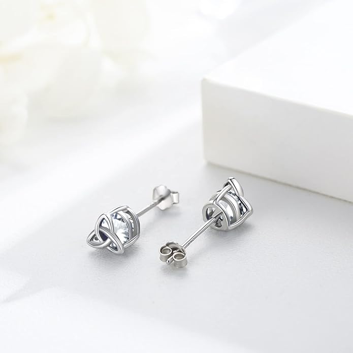 MEDWISE 925 Sterling Silver Birthstone Stud Earrings for Women Birthday Jewelry Gifts for Daughter Mother Women Valentines Day Gifts for Her