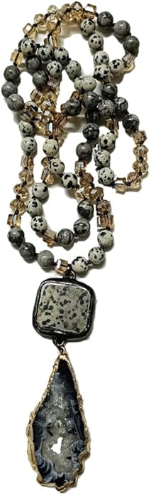 Yomisa Boho Necklaces for Women Men Long,33/34/35 Inch Natural Turquoise Tiger Eye Beaded Stone Pendant Necklaces for Women Trendy,Handmade Bohemian Western Bead Necklace Fashion Charm Jewelry Gift