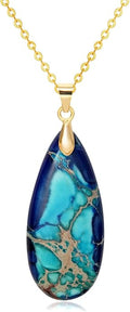 Stone Necklaces for Women Teardrop Gemstone Pendant Necklace Natural Stone Chain Necklaces