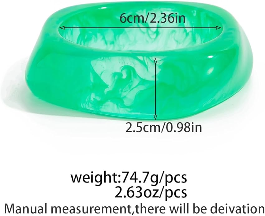 ALEXTINA 3Pcs Acrylic Resin Bangles for Women, Wide Resin Bracelets Chunky Cuff Bracelets Set Stackable Bracelets, Summer Vacation Jewelry Gift for Women