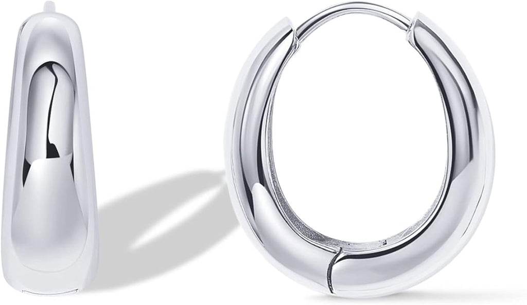 PAVOI 14K Gold Plated 925 Sterling Silver Post Small Chunky Hoops Earrings | Thick Lightweight Gold Hoop Earrings for Women