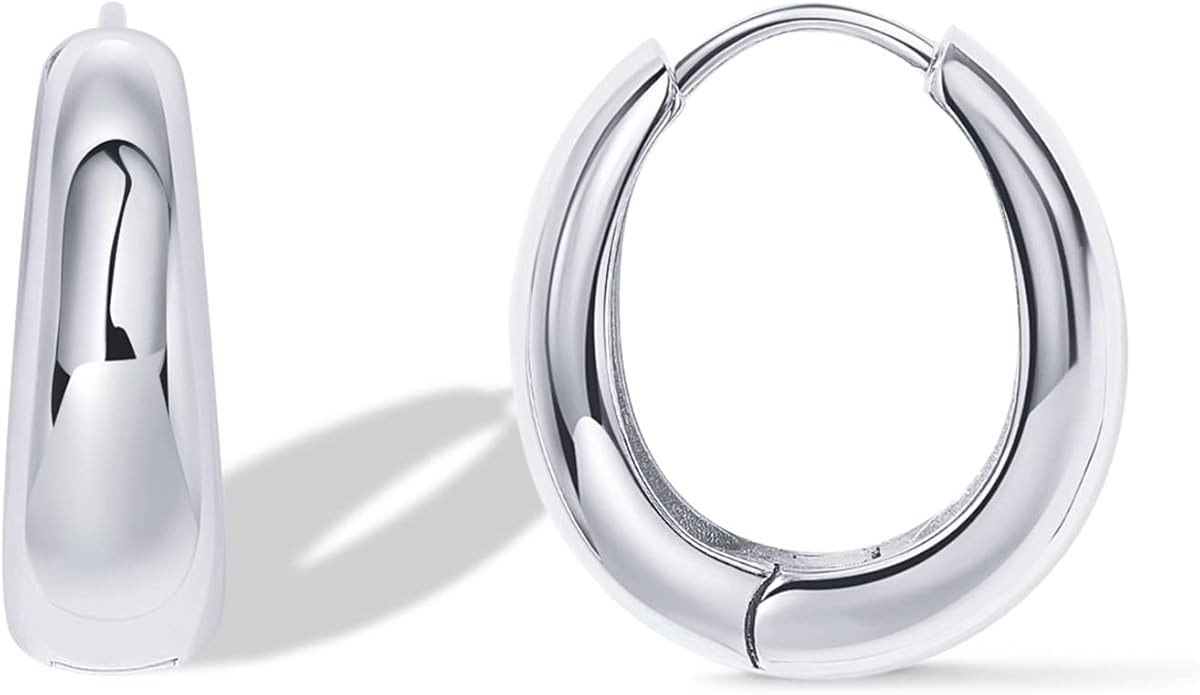 PAVOI 14K Gold Plated 925 Sterling Silver Post Small Chunky Hoops Earrings | Thick Lightweight Gold Hoop Earrings for Women