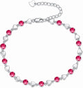 Birthstone Charm Link Bracelet 925 Sterling Silver Rose/Heart/Mom Bracelet with 12 Months Birthstone Mother's Day Gift Jewelry Gifts for Women,Chain Length 7"+2" Extend