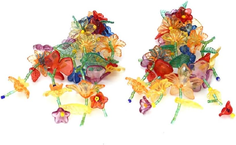 Hypoallergenic Rainbow Flower Floral Statement Dangle Earrings - Colorful Tassel, Beaded Leaf Cluster Drop Earrings