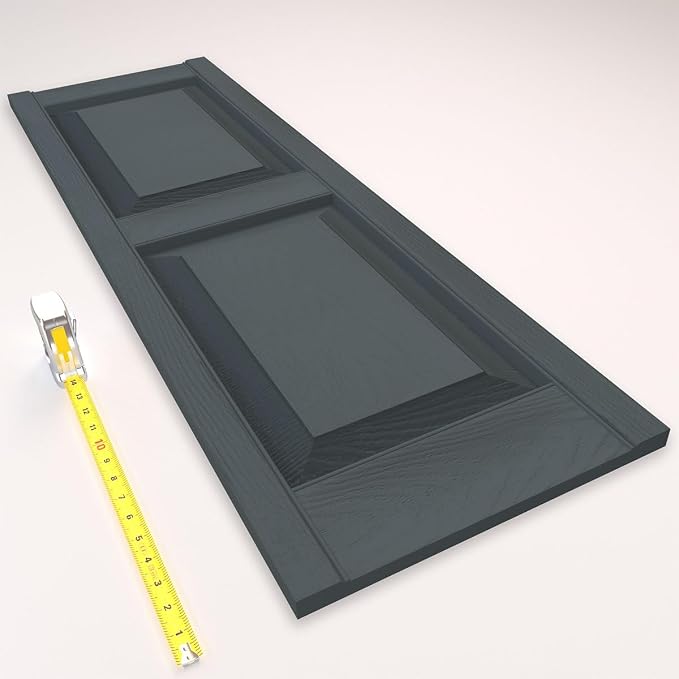 14 3/4"W x 71"H Lifetime Vinyl, Standard Two Equal Panels, Raised Panel Shutters - Image 14