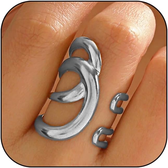 Chunky Rings For Women, Gold Silver Thumb Ring Asymmetrical Wavy Curve Ring Adjustable Non Tarnish Dainty Stainless Steel New Year Anniversary Birthday Jewelry Gift