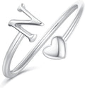 Initial Rings for Women Girls - Valentines Day Gifts for Her, Adjustable Rings for Women Non Tarnish Letter A-Z Dainty Heart Ring Teen Girls Gifts Trendy Stuff Personalized Jewelry Gift