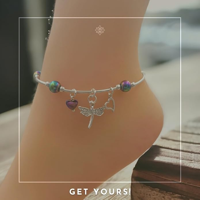 BESHEEK Rainbow Anklet Bracelet Hue Twisted Hematite and Round Artisan Beaded Anklet with Extension Handmade Hypoallergenic Beach Gala Wedding Style Jewelry