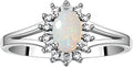 Rylos 14K White Gold Classic Halo Ring: Diamonds, 6X4MM Oval Gemstone - Birthstone Jewelry for Women - Stunning Diamond Gold Ring Sizes 5-10
