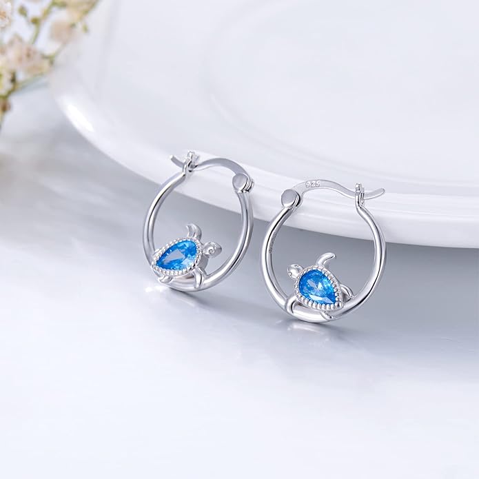 JUSTKIDSTOY Hypoallergenic Panda/Unicorn/Hummingbird/Dolphin Hoop Earrings for Women 925 Sterling Silver Animal Huggie Hoop Earrings Jewelry Gifts for Sensitive Ears