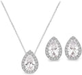UDYLGOON Imitation Cubic Zironia Diamond Teardrop Earrings Necklace Bracelet Jewelry Set For Bride Bridesmaids Bridal Wedding Party Prom Jewelry Gift