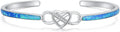 WINNICACA Bracelet for Women Opal Bracelet 925 Sterling Silver Opal Cuff Bangle Bracelets Inspirational Fine Jewelry Gifts for Women Her Wife Mom Daughter Anniversary Birthday Gifts Ideas