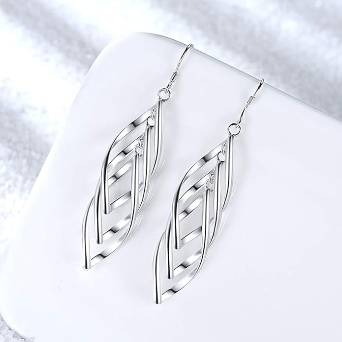 Sterling Silver Plated Earrings Dangle Earrings Linear Drop Statement Earrings for Women