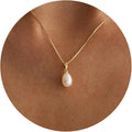 Pearl Necklaces for Women-14k Gold Plated Layered-Single Pearl Necklace Simple Pearl Choker Necklaces for Women Trendy Cute Gold Necklace Jewelry for Women Gifts
