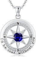 Compass Necklace for Women Wife Girlfriend Mom Daughter Gifts S925 Sterling Silver Jewelry For Anniversary Rose Gold Gifts For Birthday Christmas Mothers Valentines Day 12 Birthstones
