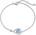 FANCIME Love Bracelet 925 Sterling Silver Infinity Birthstone Bracelets for Women Fine Jewelry Birthday Christmas Gifts for Her Mom Wife, Chain Length 6.7"+1.2" Extend