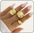 MIFYNN Chunky Gold Rings for Women Gold Silver Adjustable Thick Ring Fashion Statement Ring Open Dome Ring Chunky Silver Rings Geometric Curved Minimalist Simple Rings