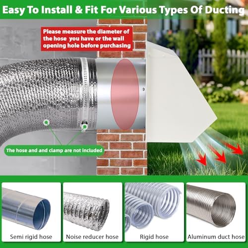10 Inch Hooded Wall Vent with Screen and Damper, Outdoor Wall Exhaust Vent - Image 6