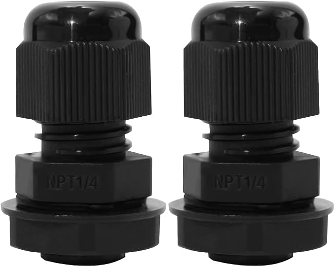 25-Pack 1/4" NPT Cable Glands, IP68 Waterproof Nylon PA66 Strain Relief Cord - Image 7