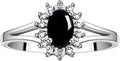 Rylos 14K White Gold Classic Halo Ring: Diamonds, 6X4MM Oval Gemstone - Birthstone Jewelry for Women - Stunning Diamond Gold Ring Sizes 5-10