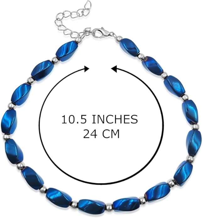 BESHEEK Rainbow Anklet Bracelet Hue Twisted Hematite and Round Artisan Beaded Anklet with Extension Handmade Hypoallergenic Beach Gala Wedding Style Jewelry