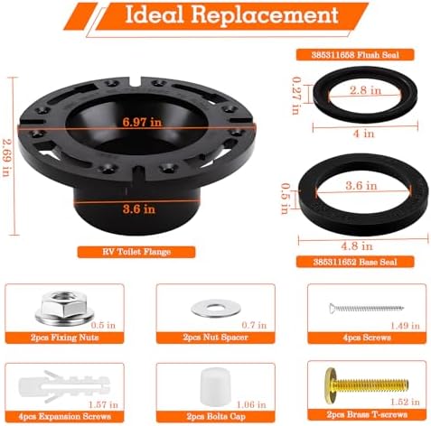 RV Toilet Seal with 3 Inch Socket Floor Flange Kit - Image 3