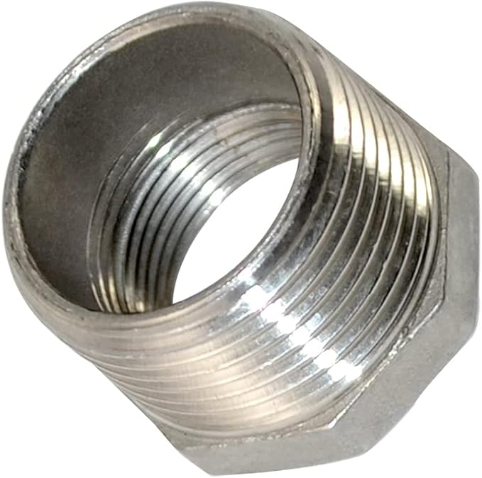 1" Male x 3/4" Female Thread Reducer Bushing Pipe Fitting, Stainless steel SS - Image 2