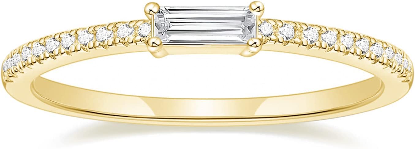 TIGRADE 1.5mm Eternity Ring Baguette Cubic Zirconia Anniversary Ring CZ Pave Wedding Band for Women Size 3-12
