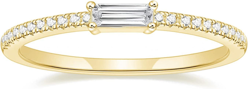 TIGRADE 1.5mm Eternity Ring Baguette Cubic Zirconia Anniversary Ring CZ Pave Wedding Band for Women Size 3-12