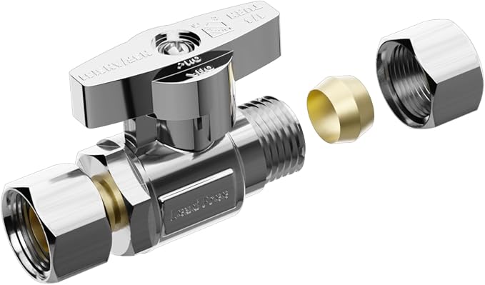 WiseWater Straight Stop Valve 3/8" FEM x 3/8" Compression | 1/4 Turn Chrome - Image 5
