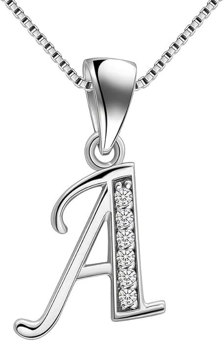 Aurora Tears Letter Necklace Initial 925 Sterling Silver Alphabet Pendant Crystal Name Gift Women Cubic Zirconia Jewelry