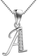Aurora Tears Letter Necklace Initial 925 Sterling Silver Alphabet Pendant Crystal Name Gift Women Cubic Zirconia Jewelry