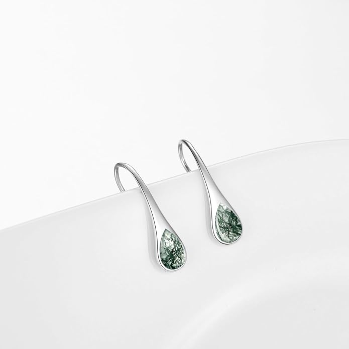 925 Sterling Silver Small Pear-Shaped Modern Style Hook Earrings with Crystals from Austria