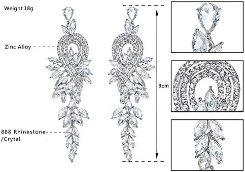 mecresh Marquise Crystal Bridal Chandelier Dangle Drop Earrings Ladies Gifts in Silver/Gold Tone