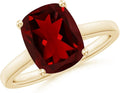 Angara Cushion Garnet Solitaire Ring in Sterling Silver/14K Solid Gold/Platinum | Natural Garnet Solitaire Ring for Women | January Birthday, Anniversary, Gemstone Jewelry Gift