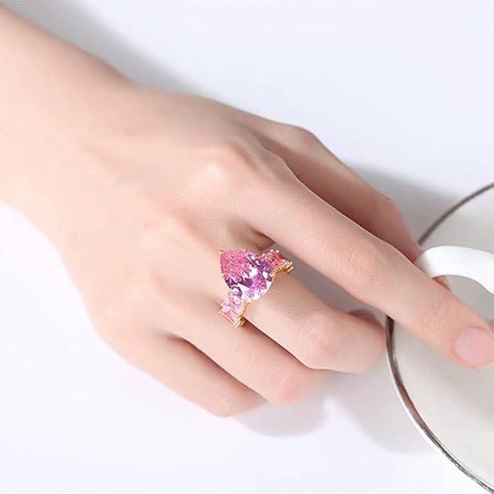 14K Gold over S925 Sterling Silver Teardrop Shape Ring, Pear Cut Radiant Cut Moissanite Ring, A Sparkling Tear of Joy for Celebrated Moments