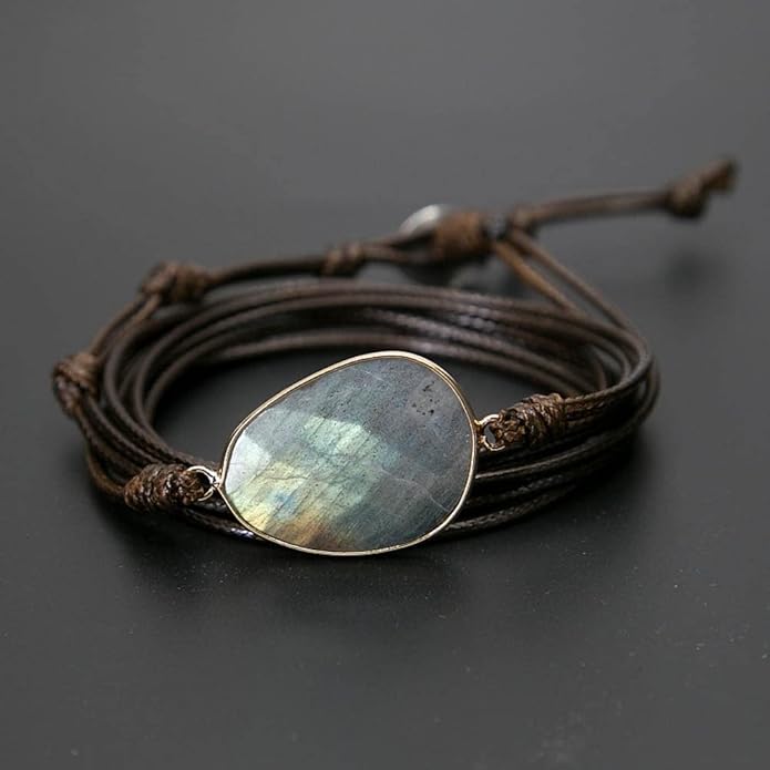ZOSOJONA Women Wrap Bracelet Boho Natural Jasper Crystal Stone Beads Strand Bracelets