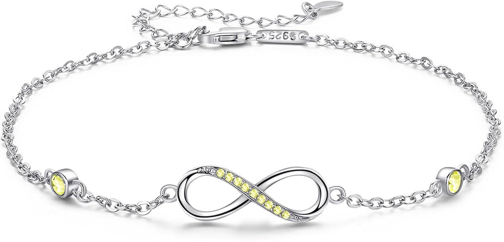 MEDWISE Womens Infinity Anklet Bracelet 925 Sterling Silver Endless Love Symbol Ankle Bracelet Adjustable Plus Size Large Bracelet Gifts for her Mother’s Day Gifts