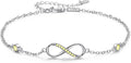 MEDWISE Womens Infinity Anklet Bracelet 925 Sterling Silver Endless Love Symbol Ankle Bracelet Adjustable Plus Size Large Bracelet Gifts for her Mother’s Day Gifts