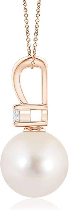 Angara Freshwater Pearl Pendant for Women | Freshwater Pearl V-Bale Pendant in 14K Solid Gold/Platinum With 18" Chain | June Birthday, Anniversary, Gemstone Jewelry Gift