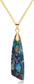 Nature Stone Necklaces for Women Boho Pendant Necklace 18K Gold Chain Necklaces